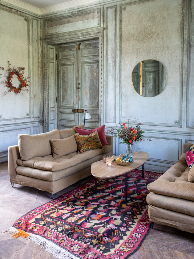 Housse de coussin en velours de coton Inika et motifs floraux