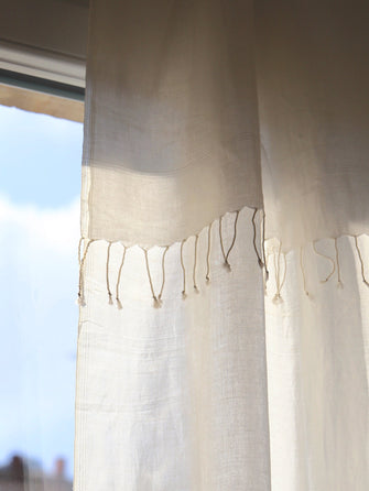 Rideau blanc à franges en coton Ashoka