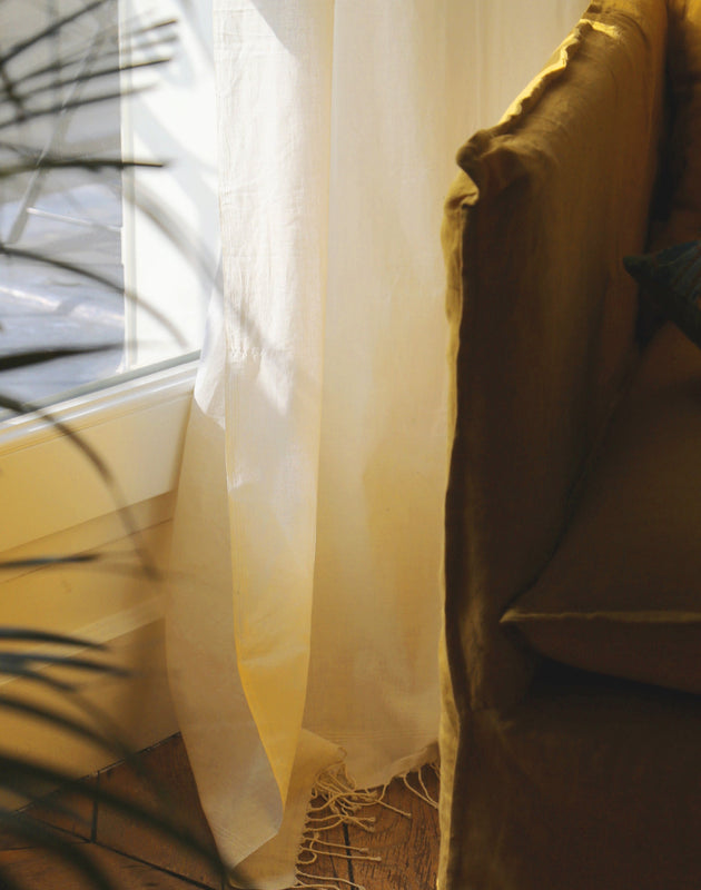 Rideau léger à franges fines en coton Ashoka