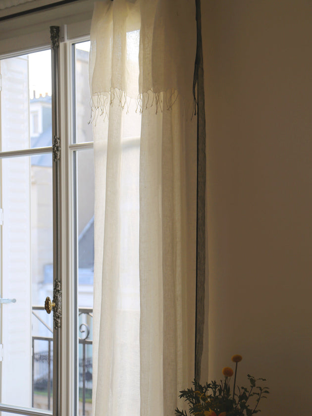 Rideau en lin Hava à bordure colorée