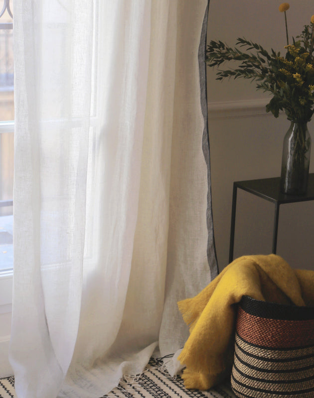 Tombé du Rideau Hava en lin à franges torsadées aux extremités