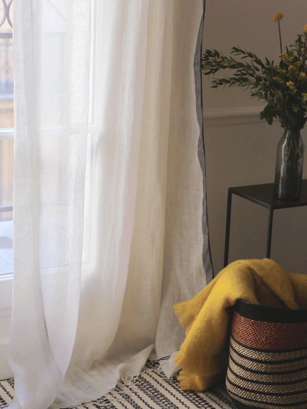 Tombé du Rideau Hava en lin à franges torsadées aux extremités