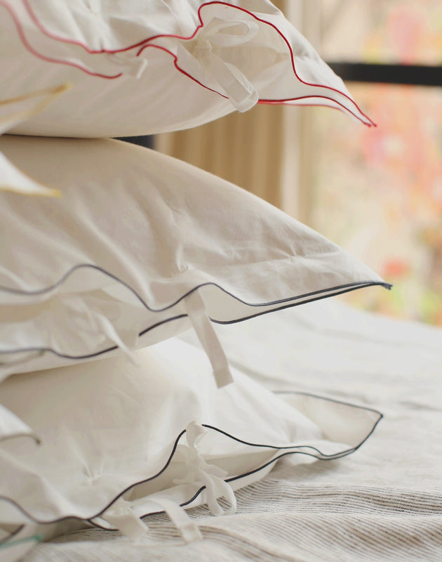 Set de 2 taies d'oreiller blanches Bora en percale de coton biologique 