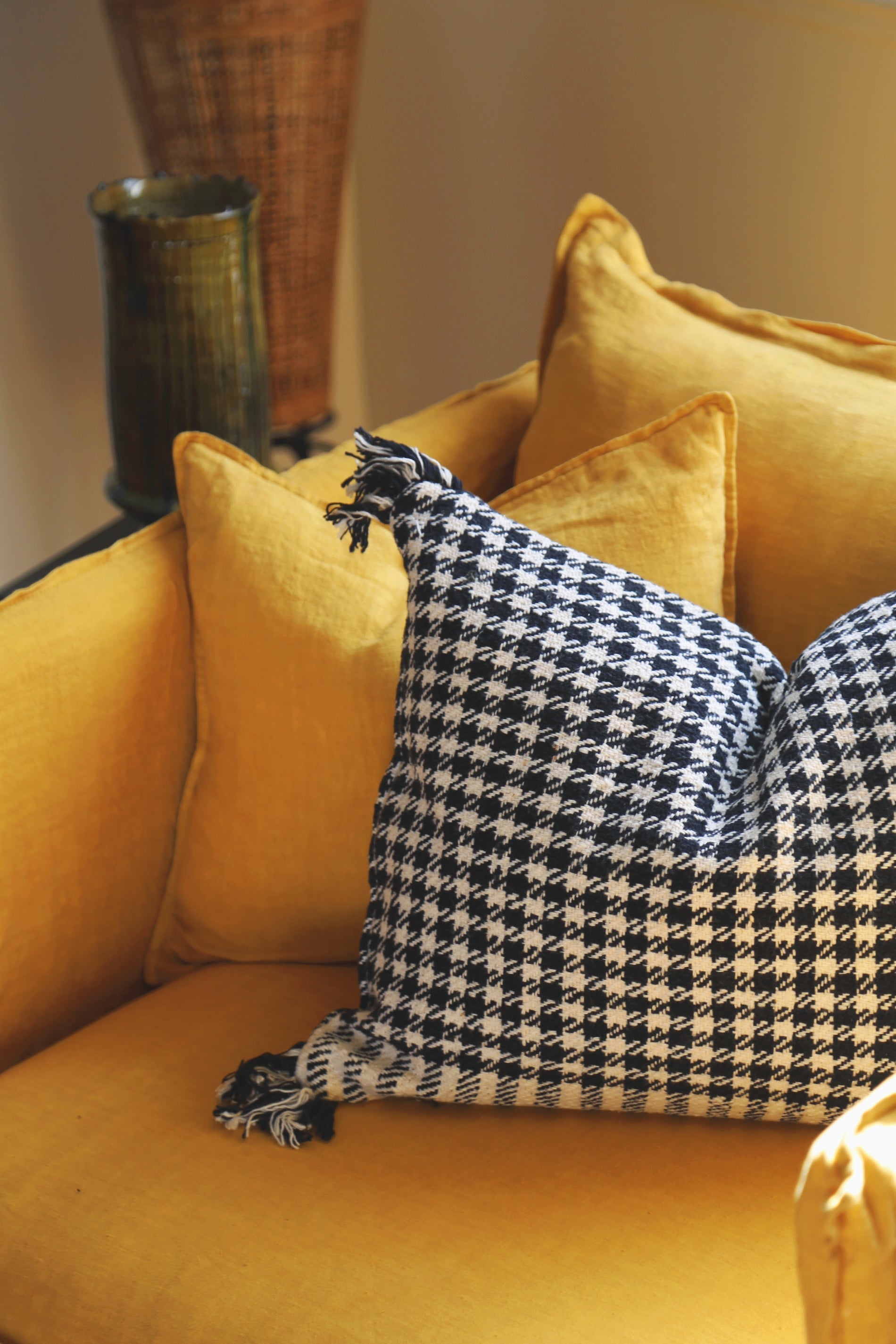 Housse de coussin pied de poule