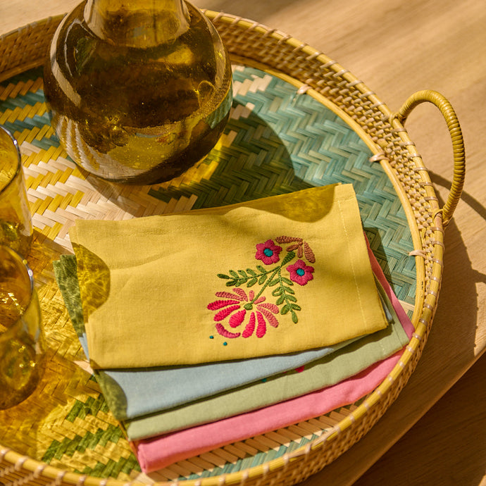Set de 4 serviettes brodées Rosaly