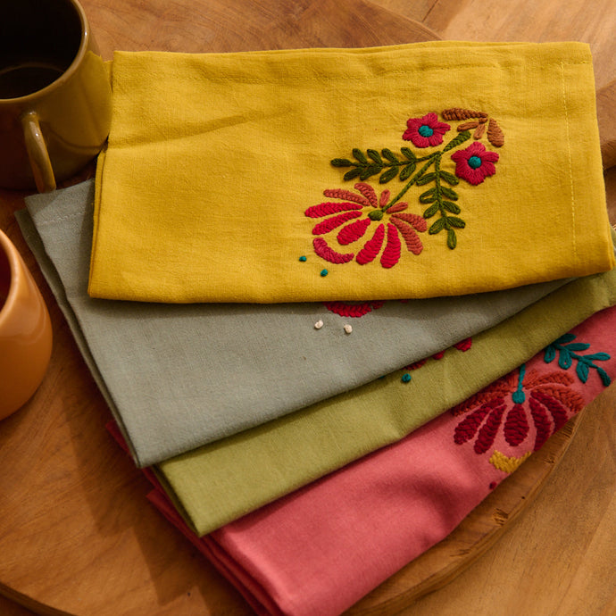 Set de 4 serviettes brodées Rosaly