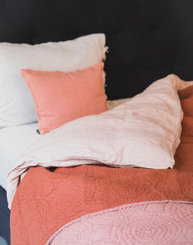 Linge de lit à double face rose