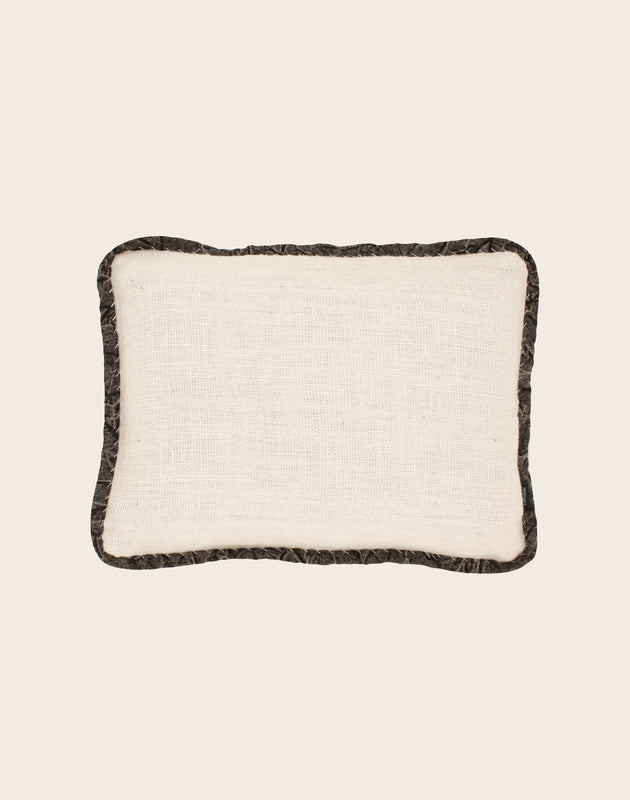 Housse de coussin Khadi en khadi de coton blanche et noire