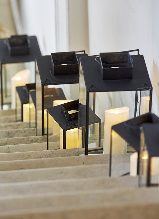 Lanterne élégante en acier brut noir Aladin