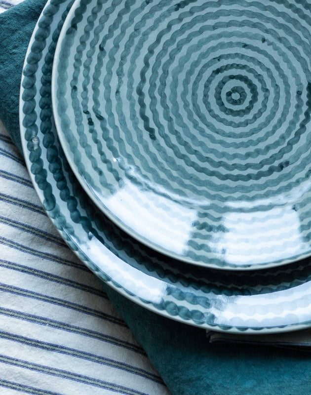 Lot d'assiettes bleue en faïence