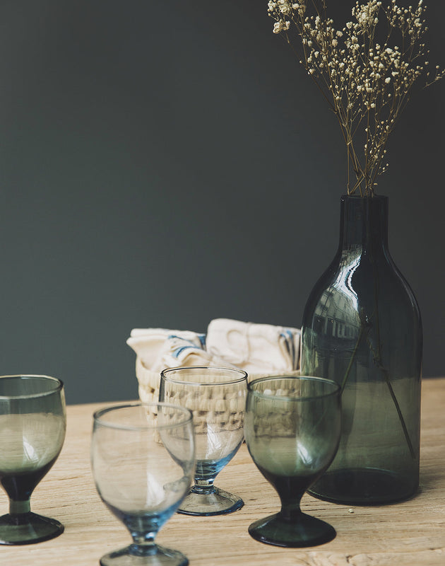 Ensemble de 4 verres ballon Hera en verre soufflé couleurs Ecume et Colvert