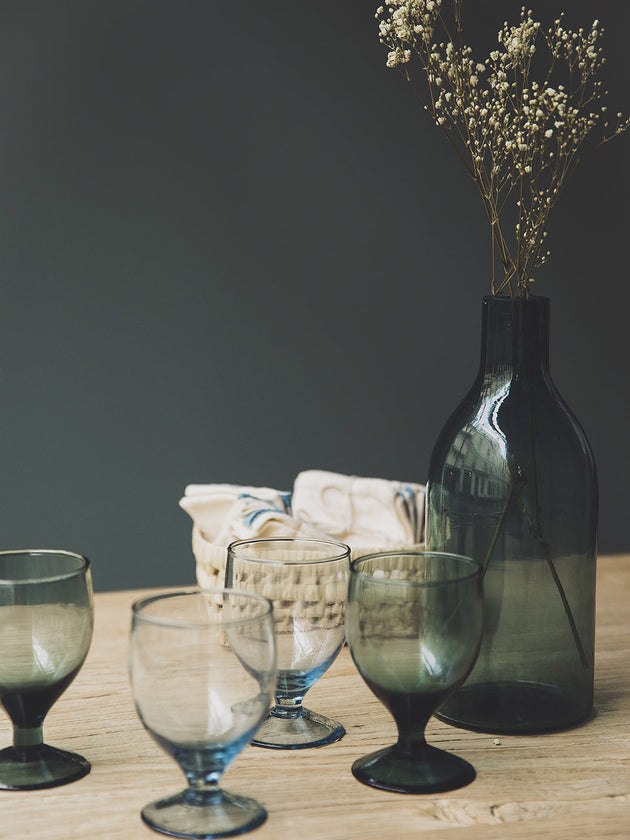 Ensemble de 4 verres ballon Hera en verre soufflé couleurs Ecume et Colvert