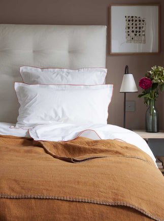 Linge de lit : drap housse blanc en percale de coton bio blanc