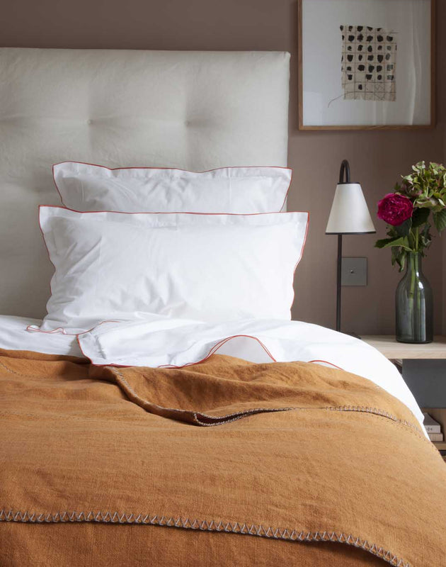 Linge de lit : drap housse blanc en percale de coton bio blanc