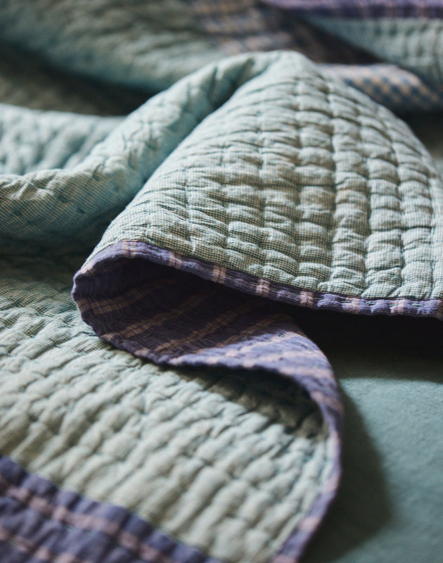 Linge de lit : couvre-lit original bleu/vert