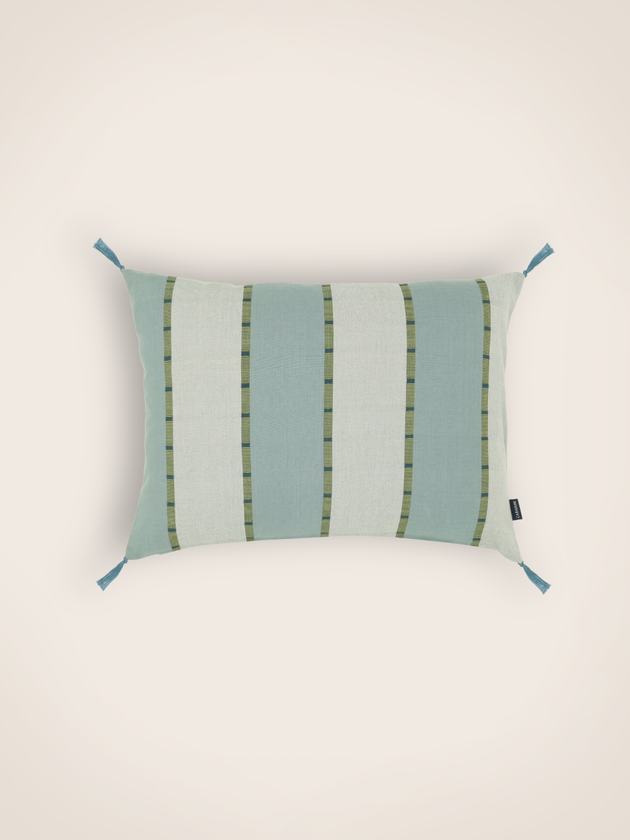 Housse de coussin à rayures Lyson en teinte Glacier 