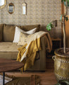 Plaid tissé à la main en laine et coton curcuma - Caravane