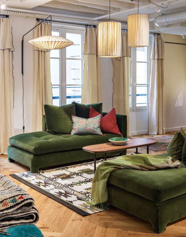 Méridienne Stella vert foncé capitonnée