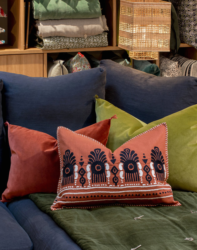 Housse de coussin en coton à motifs Naya