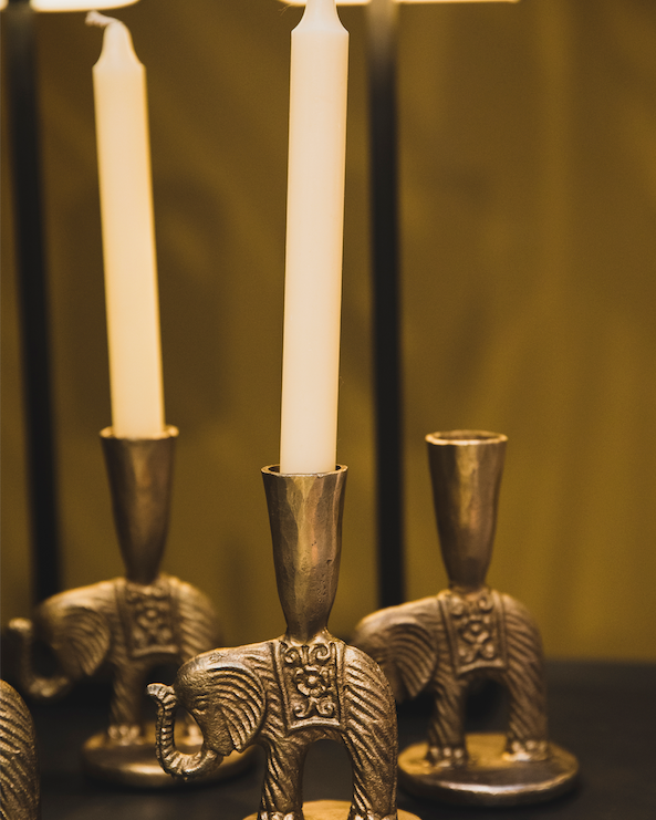 Décoration : bougeoir doré pour chandelle