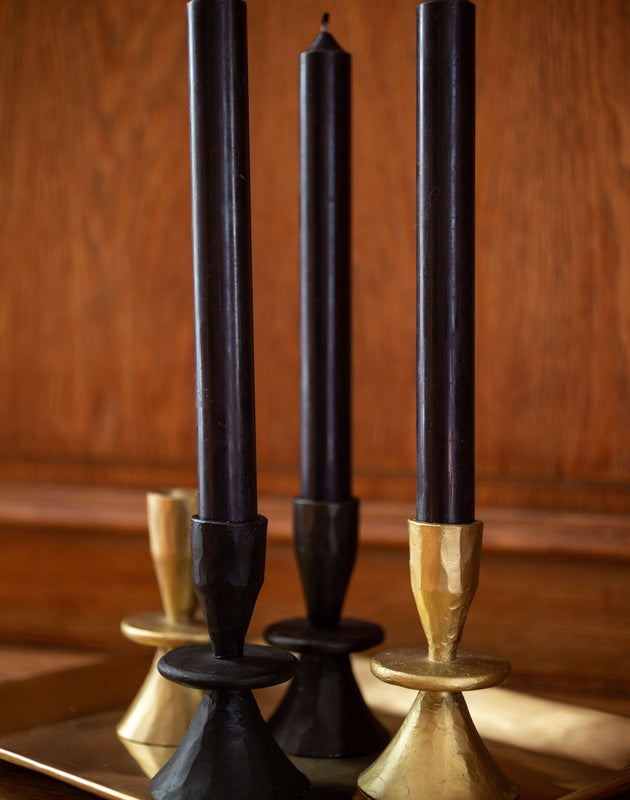 Bougeoir martelé noir ou doré