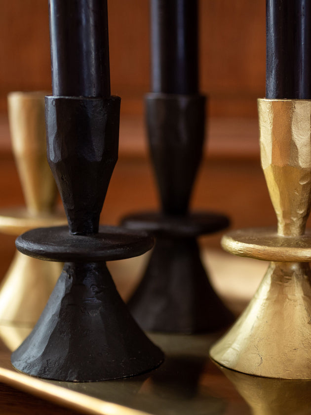 Bougeoir noir ou doré à la forme originale et organique