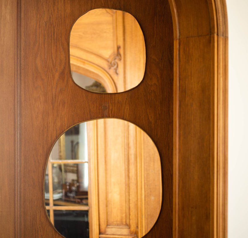 ensemble de deux miroirs en laiton doré Ame