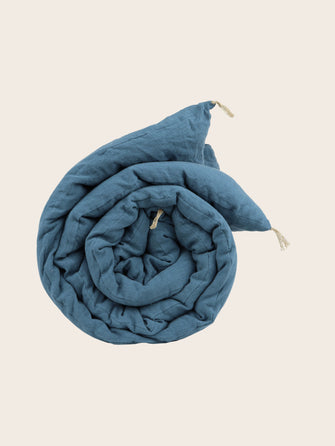 Courtepointe Selena en lin lavé Cobalt