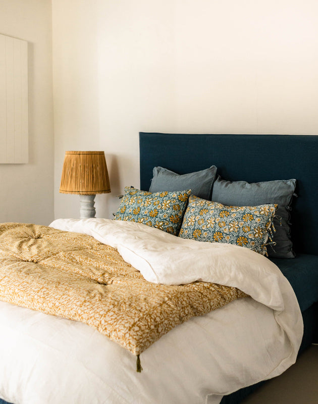 Linge de lit en coton avec des imprimés végétaux