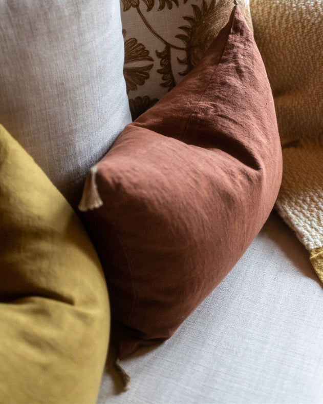 Elegant coussin en lin Luni teinte Biscuit