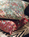 Housse de coussin imprimé framboise et turquoise