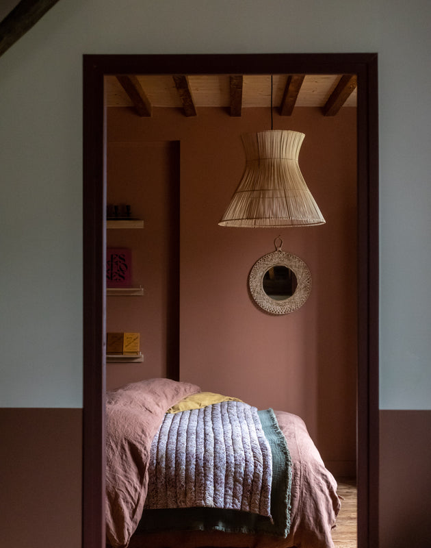 Couvre pied en coton imprimé Papilio