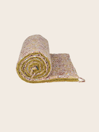 Couvre pied Papilio en coton imprimé à motifs végétaux