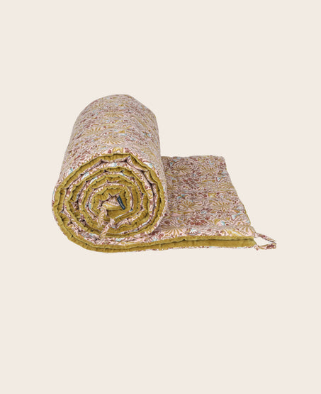 Couvre pied Papilio en coton imprimé à motifs végétaux