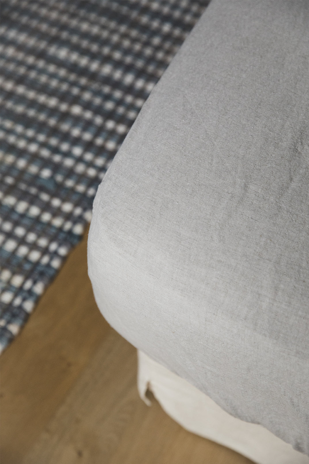 Drap housse en lin lavé gris