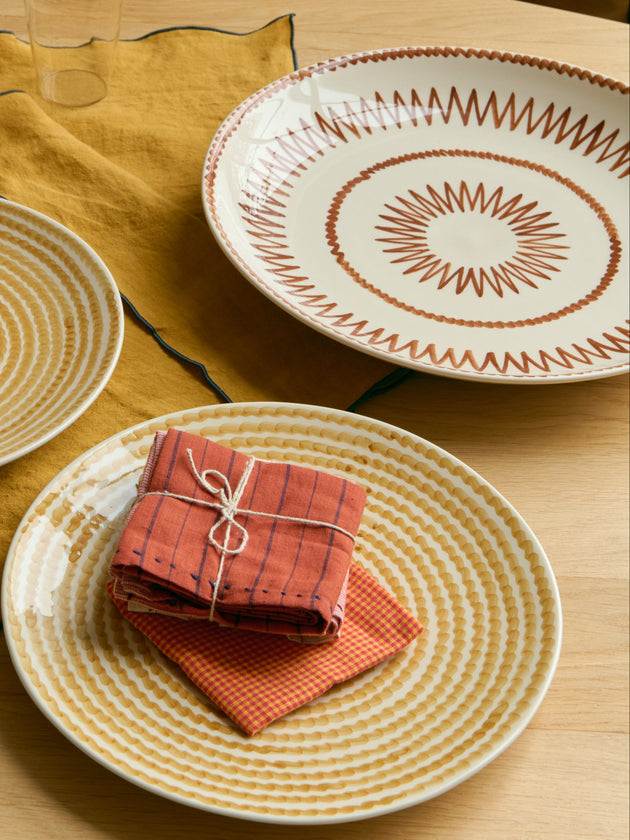 Set de 4 serviettes de table estivales en khadi de coton