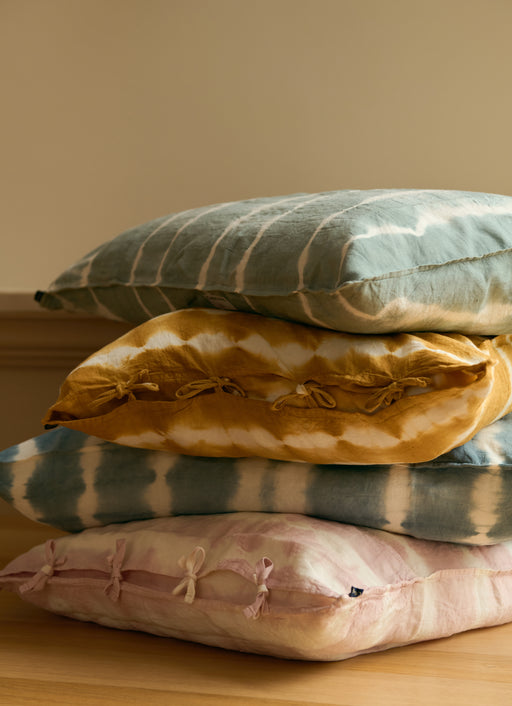 Set de 2 taies d'oreiller en lin lavé motif tie and dye