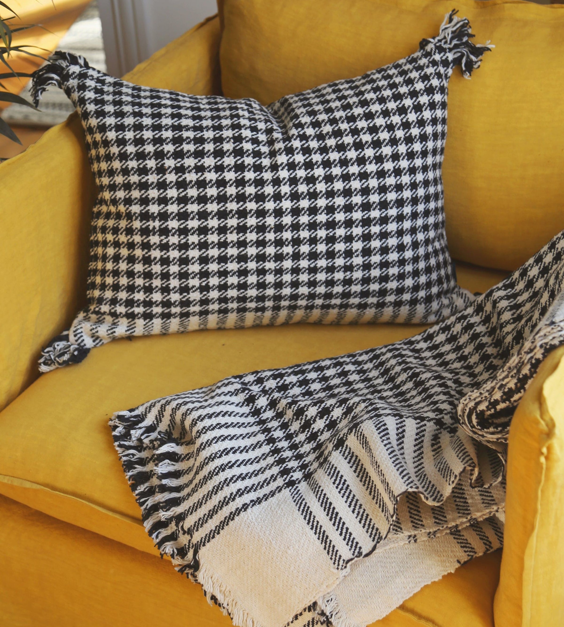 Housse de coussin pied de poule