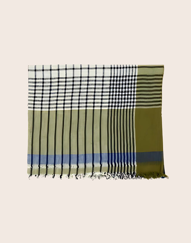 Echarpe verte avec des rayures en coton