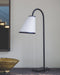 Pied de lampe à poser Ella en acier brut noir et son abat-jour en papier blanc Ella