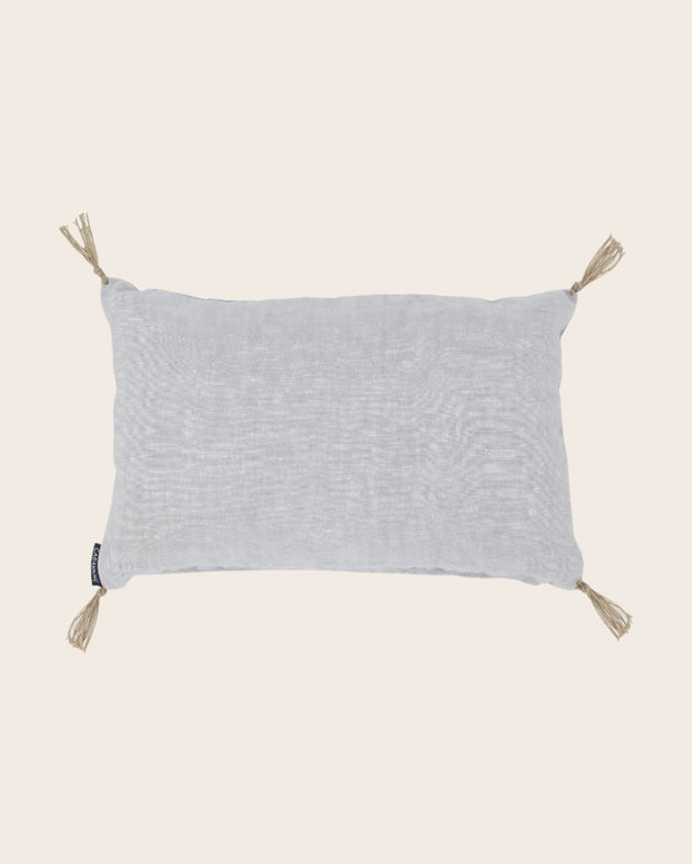 Coussins de nuque en lin lavé remplis de balles d'épeautre avec pompons