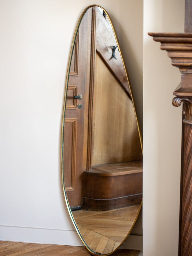 Grand miroir Atoll en laiton à poser