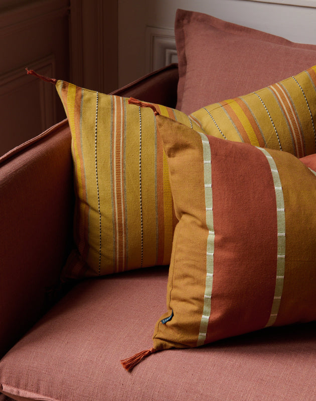 Ensemble de deux coussins Noely en teinte Sarrasin en coton