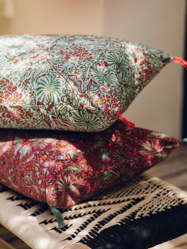 Housse de coussin en coton imprimé Papilio aux motifs fleuris