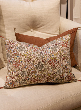 Grande housse de coussin en coton imprimée Papilio Ecru
