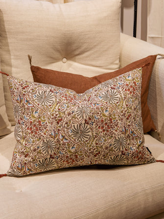 Grande housse de coussin en coton imprimée Papilio Ecru