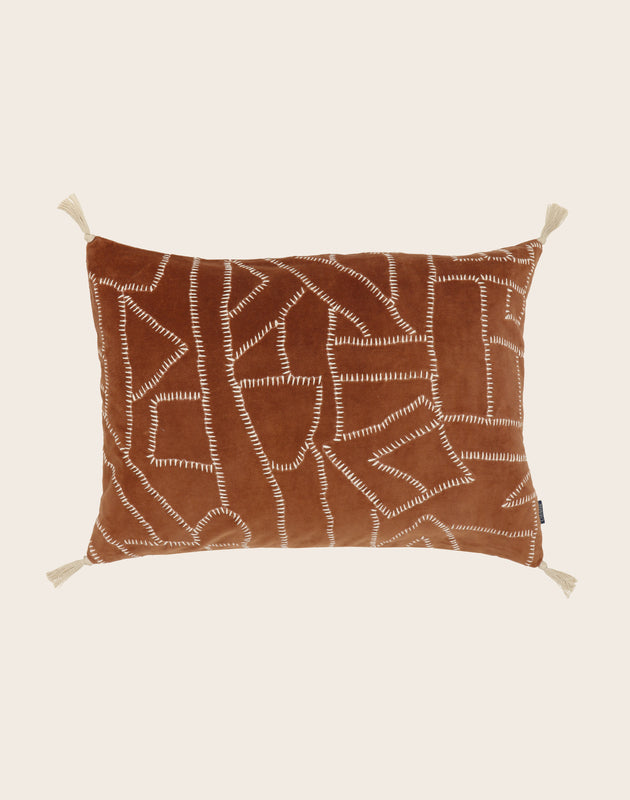 Housse de coussin Jody en velours de coton 40x55 cm couleur Biscuit