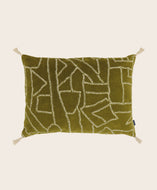 Housse de coussin Jody en velours de coton et aux motifs géométriques couleur Citrine