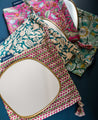 ensemble mini miroir Ame en laiton et ses pochons en tissu 
