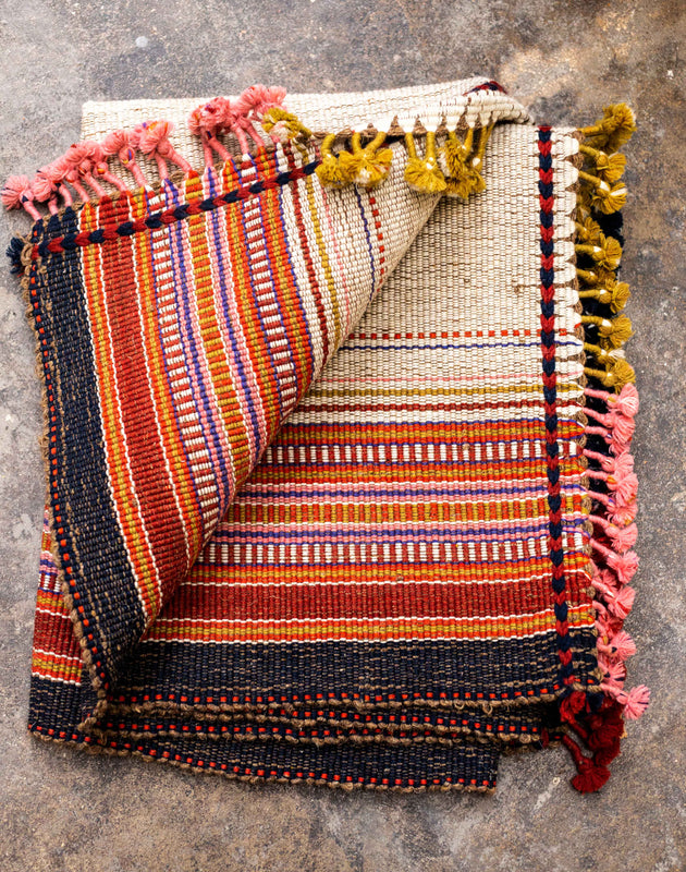 Tapis coloré Janga en coton et laine 